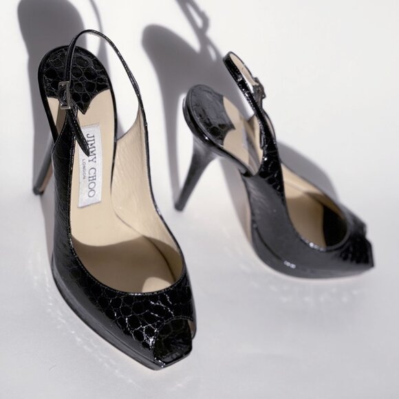 Jimmy Choo Clue Peep Toe Platform Slingback Pumps - Picture 2 of 8